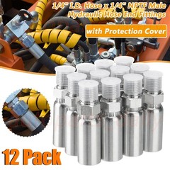 12 Pack 1/4″ I.D. Hose x 1/4″ NPTF Male Hydraulic Hose End Swivel Crimp Fitting