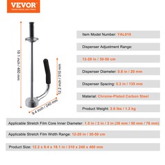 VEVOR Manual Shrink Stretch Wrap Dispenser Wrap Film Holder for 12″-20″ Film