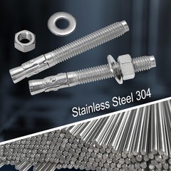 3/8″x 3″ Concrete Anchor Bolts,5PCS 304 Stainless Steel Wedge Anchors Heavy-Duty