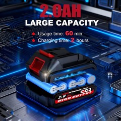 21V Brushless Cordless Power Drill 【2 Battery】 with 2x 2.0Ah Battery and Char…