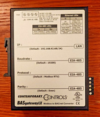 Contemporary Controls BASGLX-M1 BASgatewayLX Modbus to BACnet Converter