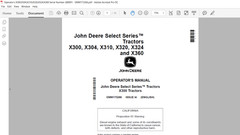 John Deere X300 X304 X310 X320 X324 X340 X360 Technical & Operator’s Manual USB