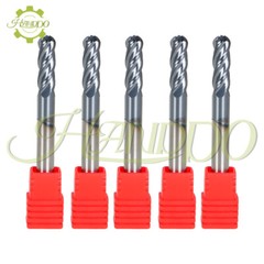5 PCS 1/4″ 4 Flute Ball Nose Carbide End Mill 2-1/2″ Overall Length -TIALN COATE