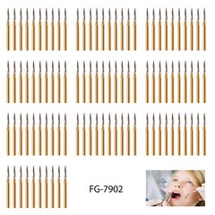 FG 7902 Dental Tungsten Carbide Steel Gold Burs Needle shape For High Speed New