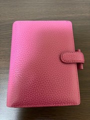 Filofax A6 Light Pink Leather Planner Organiser 6 Ring Zipper Pocket