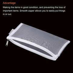 5pcs Mesh Cosmetic Bags, B6 Nylon Zipper Bag Travel Toiletry Pouch, White