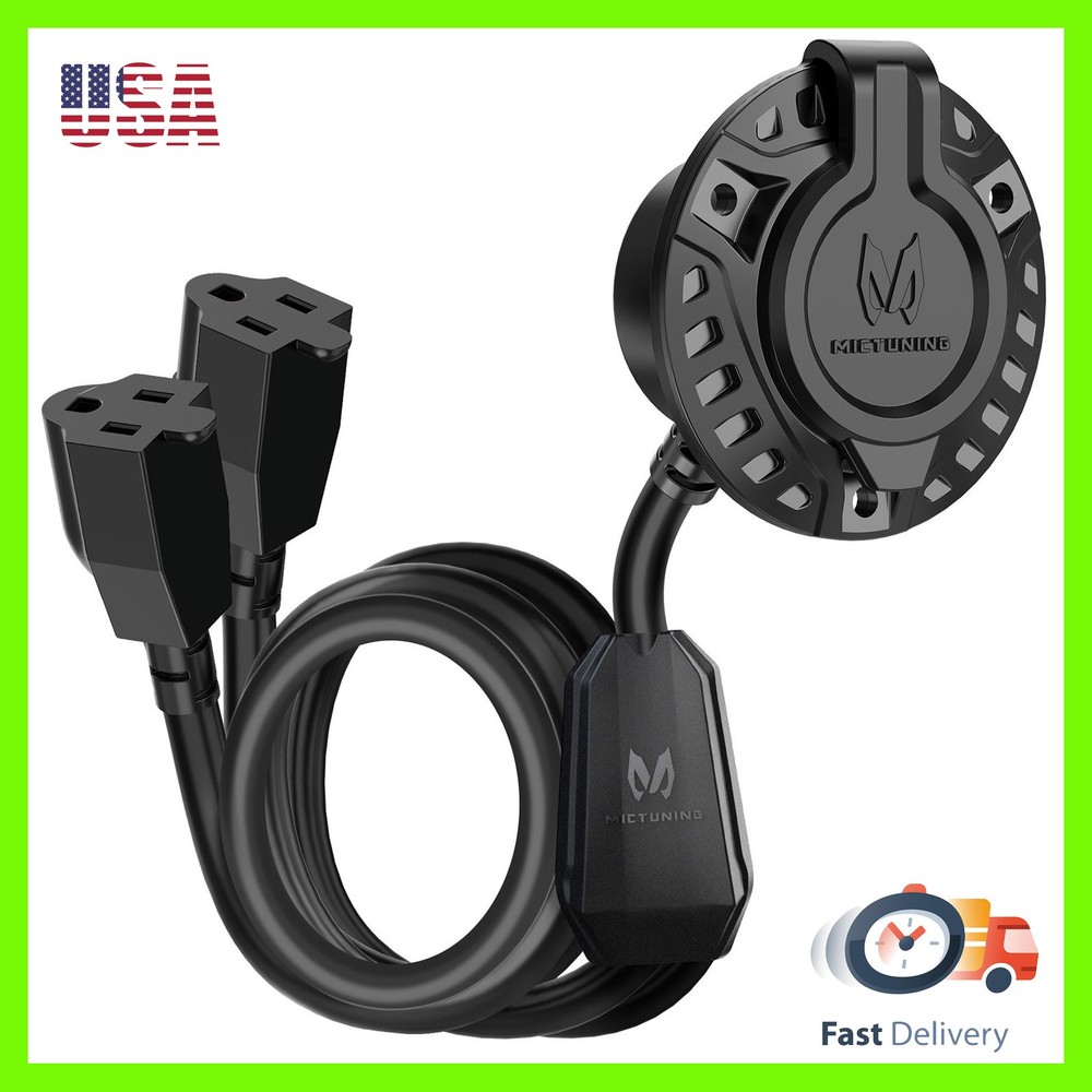 MICTUNING 15 Amp 125V RV Shore Power Inlet Kit w/ Two 20-Inch Heavy Duty Cables