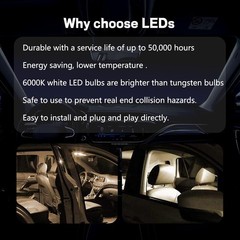 36mm 6000K Pure White LED Bulbs, 9-SMD 5630 Chipsets, Error-Free for Dome Map Li