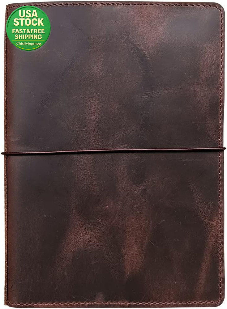 Travelers Notebook Cover A5 Dark Brown Genuine Leather with Pockets Card Slots