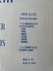 Beaker set 25 50 100 250 500 1000ML DLX North Borosilicate Glass Beakers Lab NEW