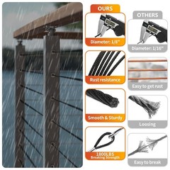 Black Stainless Steel Cable for Railing – 500FT 1/8″ T316 Wire Rope for Deck …