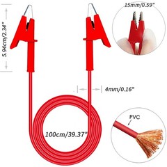 Cleqee 5Pcs 1m Dual End Alligator Clip Test Leads, 1000V 15A Alligator Clip Cord