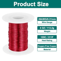 28 AWG Magnet Wire, 4 oz Magnetic Coil Wire, 155C(311F)