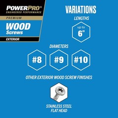 Power 967781 Wood Screws, #10 x 3-1/2″,Premium Outdoor Deck Screws,1000pcs Box