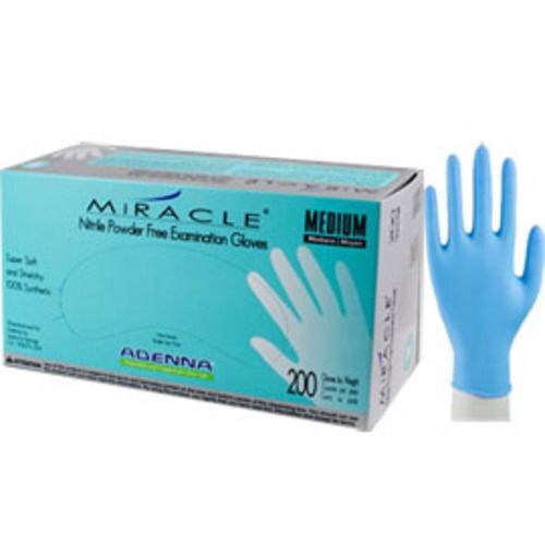 Adenna Miracle X-SMALL Nitrile Exam Gloves: Powder-Free, Textured, Blue. Box