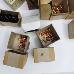 8 Pounds Vintage Copper Steel Belt Fasteners Tubular Rivets Burrs Boxes Lot Bulk