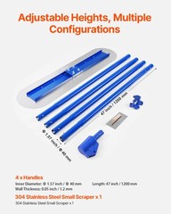 VEVOR Bull Concrete Float 47.24×7.28in, 4 Handle Round End Trowel Float Tool