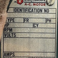 Reliance Duty Master P56E301N-EM AC Motor 3/4 HP 3 Phase 208-220/440V Type R ✅
