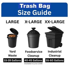 55-60 Gallon Heavy-Duty 1.2 mil Black Garbage Can Liners – 38×60 – 100ct