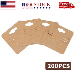 200 Pack Earring Display Cards Holder for Selling Jewelry Ear Studs Kraft 2″x2″