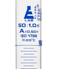 Eisco Labs 50ml Graduated Cylinder, Class A – Blue Graduations, Round Base