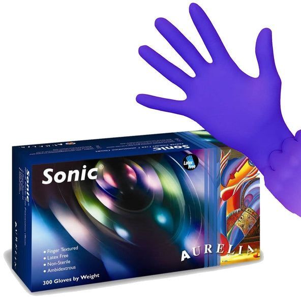Aurelia Sonic 100 Nitrile Exam Gloves Small, Powder Free, Indigo Blue, 100/Pk