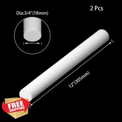 DIYDIYSHOP 3/4″x12″ PTFE Rod White 2 Pcs