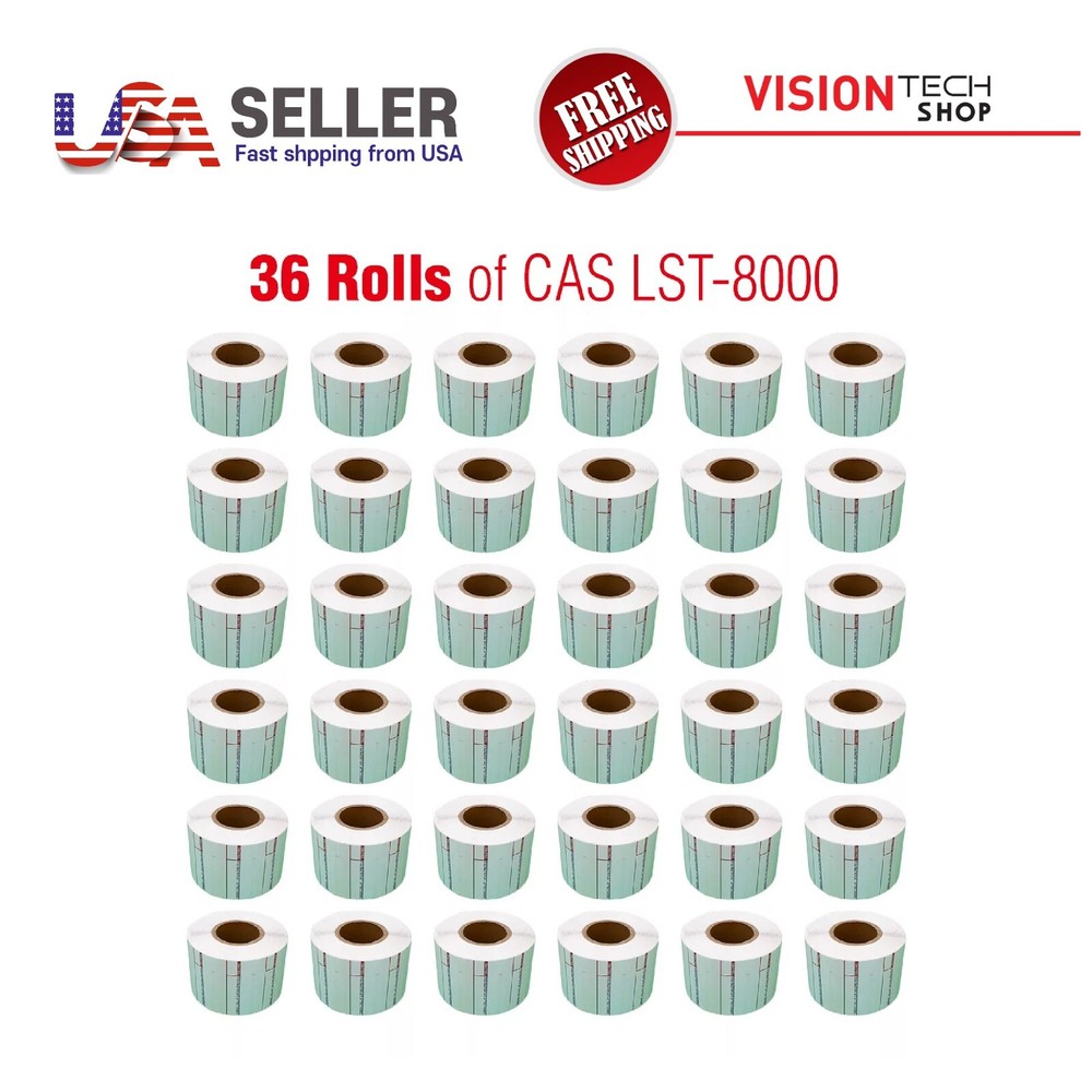 CAS LST-8000 Printing Scale Label, 58 x 30 mm, Non-UPC “36 ROLLS” Per Case