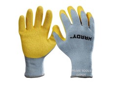 HARDY Latex-Dipped Work Gloves – Medium (Yellow/Gray) – Light-Duty