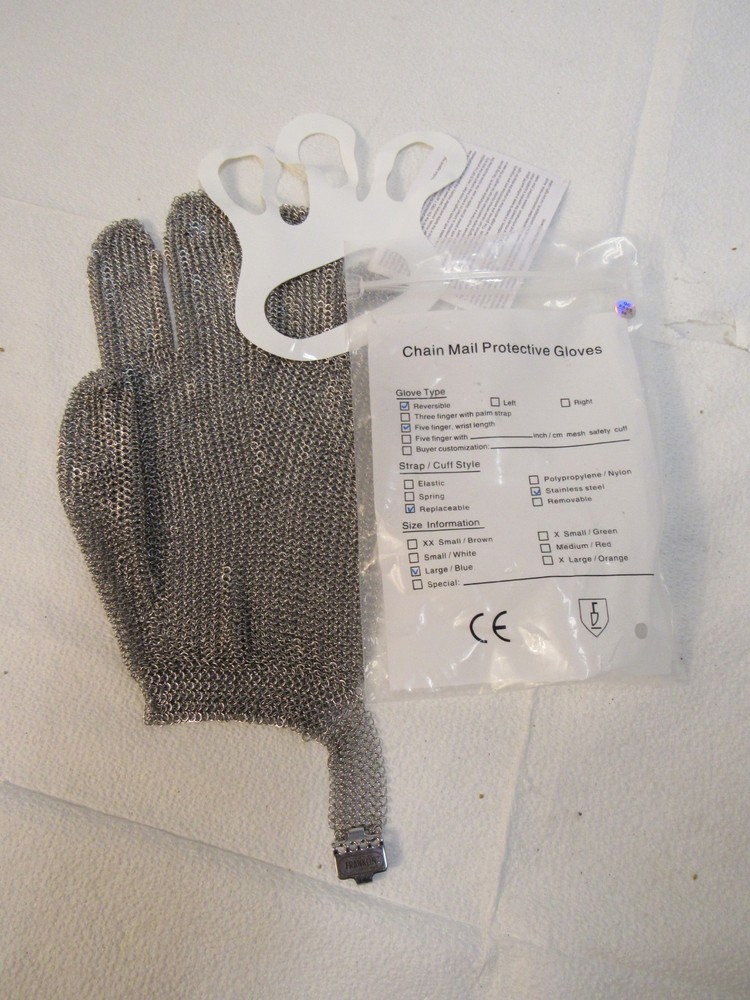Franklin Stainless Steel Reversible Chain Mail Protective Glove Size Large