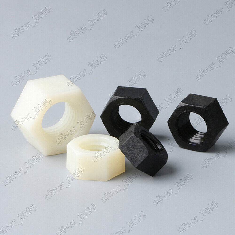 White / Black Nylon DIN934 Hexagon Nuts Hex Nuts M2 M2.5 M3 M4 M5 M6 M8 M10 M20