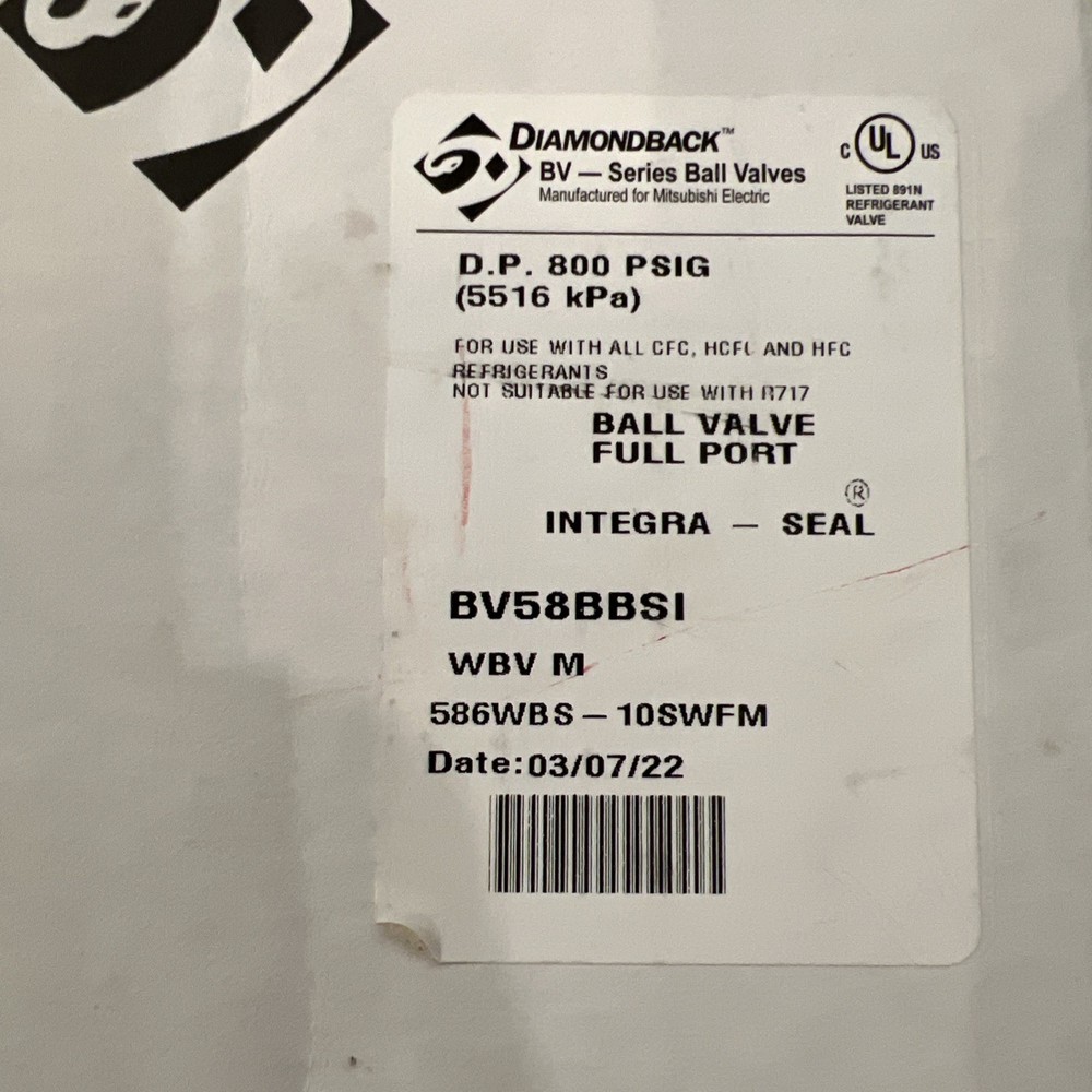 DiamondBack BV58BBSI Series Ball Valve Full Port 5/8-inch SWEAT Made in USA