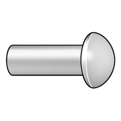 Solid Rivet, Round Head, 0.125 In Dia., 0.625 In L, Stainless Steel Body, 100