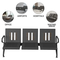 Heavy Duty Airport Waiting Chair Clinic Bench Office Reception Room Salon Black