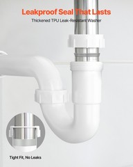 VEVOR P-Trap White Plastic P-Trap 1-1/2 in Kitchen Bathroom Sink Drain Plumbing