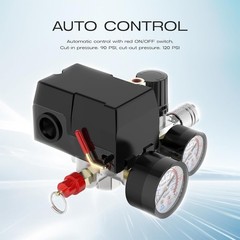 Air Compressor Pressure Switch Control Valve 90-120PSI Pressure Regulator Gauge