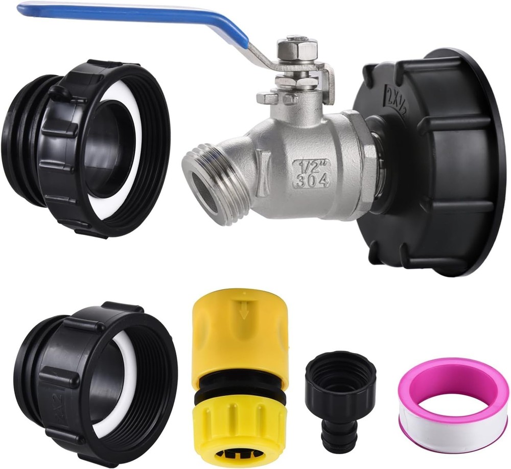 3-Size IBC Tote Adapter, 275-330 Gallon IBC Tote Tank Fittings 2.44″ Fine、2“Fine
