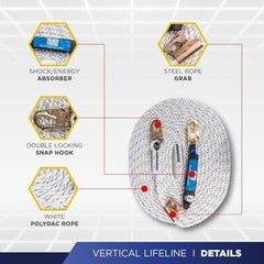 Vertical Lifeline Assembly – 50FT Rope Harness Safety Lanyard with Rope Grab