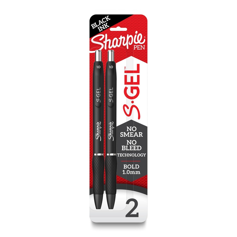 Bold Point Gel Pens, 1.0mm Black Ink, 2 Count – Smooth Writing Experience