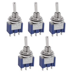 5 Pack Mini Toggle Switch SPDT 3 Position ON OFF ON 6A 125V AC Panel Mount