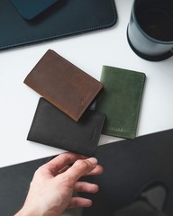 Leather Business Card Holder Slim Compact Bifold Wallet for Men Women