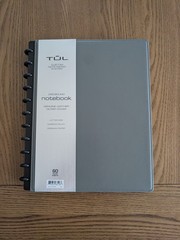 TUL Discbound Leather Notebook Cover w/ Lined Notes Pages, 60 Sheets Gray New