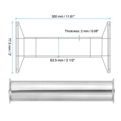 2 1/2 in OD Tri Clamps Tube, Spool Tube with 3 in Clamp Ends,300mm/11.81in