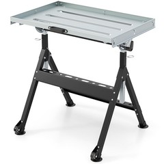 Folding Welding Table w/Tabletop 2 Fixed Wheels 4-Level Height 5 Tilting Angles