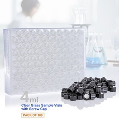 100pcs 4ml Small Bottle Clear Glass Vials Lab Sample Vial w/ Caps Liquid Bottles