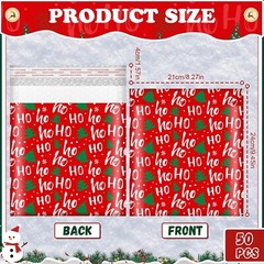 50 Pcs Christmas Poly Bubble Mailers Christmas Padded Envelopes 8.27 x 9.45 Inch