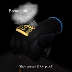 Gasoline 13Gauge Polyester Latex Crinkle Palm Dipped Black Gloves / 12Pairs