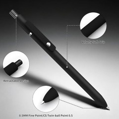 Gel Ink Pens 6-Pack, 0.5mm Fine Point, Quick-Dry Black Retractable Pens
