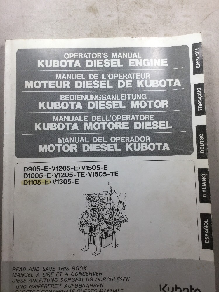 Kubota Diesel Engine Operators Manual See Models In Description