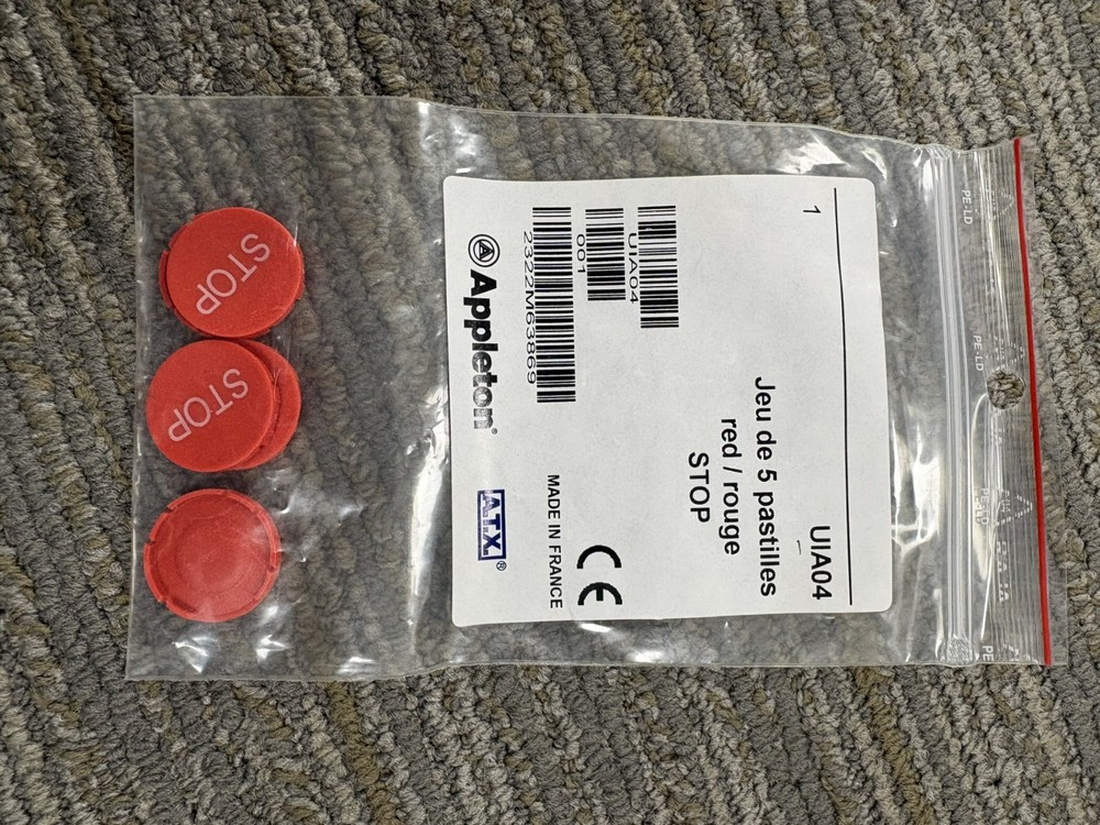 Appleton Red STOP Button Covers/Caps – Flush, Flat